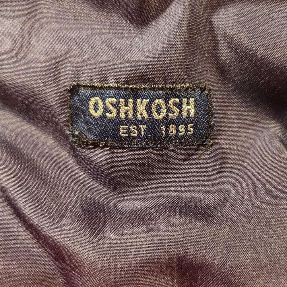 OshKosh B'gosh Vest Kids Size 8 Orange Puffer Insulated Colorblock Stripe Collar